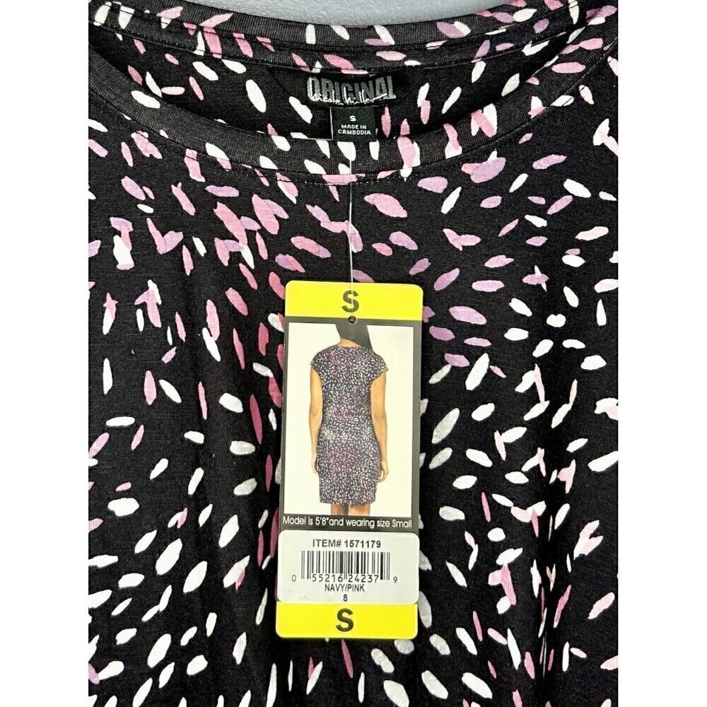 Nicole Miller Short Side Knot Dress Womens Small Dark Navy Modest Classic Pretty - Picture 12 of 12